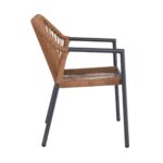 DINA Πολυθρόνα Βεράντας-Κήπου ALU Ανθρακί, Rope Wicker Φυσικό, Στοιβαζόμενη 56x60x84cm - Image 15