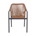 DINA Πολυθρόνα Βεράντας-Κήπου ALU Ανθρακί, Rope Wicker Φυσικό, Στοιβαζόμενη 56x60x84cm - Image 17