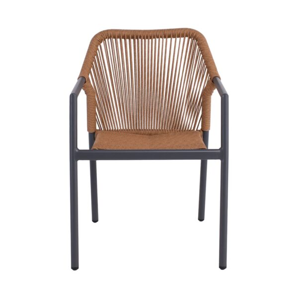 DINA Πολυθρόνα Βεράντας-Κήπου ALU Ανθρακί, Rope Wicker Φυσικό, Στοιβαζόμενη 56x60x84cm - Image 17