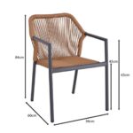 DINA Πολυθρόνα Βεράντας-Κήπου ALU Ανθρακί, Rope Wicker Φυσικό, Στοιβαζόμενη 56x60x84cm - Image 18