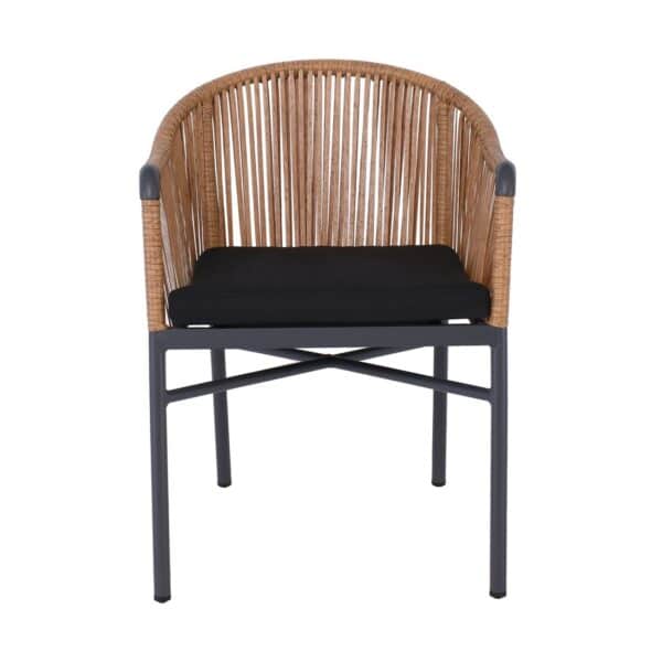BRAGA Πολυθρόνα Βεράντας-Κήπου ALU Ανθρακί, Wicker Φυσικό, Μαξιλάρι Μαύρο 57x58x77cm - Image 17