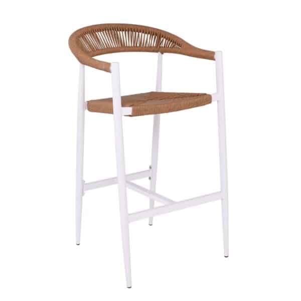 MADY Σκαμπό Bar, ALU Άσπρο, Rope Wicker Φυσικό 56x58x105cm - Image 14