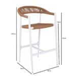 MADY Σκαμπό Bar, ALU Άσπρο, Rope Wicker Φυσικό 56x58x105cm - Image 18