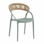 DORA Πολυθρόνα Στοιβαζόμενη, PP Πράσινο, Rope Wicker Φυσικό 53x61x78cm - Image 8