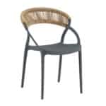 DORA Πολυθρόνα Στοιβαζόμενη, PP Ανθρακί, Rope Wicker Φυσικό 53x61x78cm - Image 8