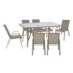 RIO Set Τραπεζαρία Κήπου Μέταλλο Βαφή Μπεζ, Textilene Μπεζ: Τραπέζι + 6 Πολυθρόνες Table:150x90x71 Armch:55x74x91 - Image 8