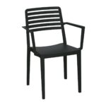 NOLA Πολυθρόνα Τραπεζαρίας Κήπου Στοιβαζόμενη, PP - UV Protection, Απόχρωση Μαύρο 57x56x83cm - Image 8