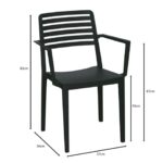 NOLA Πολυθρόνα Τραπεζαρίας Κήπου Στοιβαζόμενη, PP - UV Protection, Απόχρωση Μαύρο 57x56x83cm - Image 9