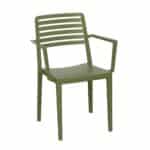 NOLA Πολυθρόνα Τραπεζαρίας Κήπου Στοιβαζόμενη, PP - UV Protection, Απόχρωση Λαδί 57x56x83cm - Image 8