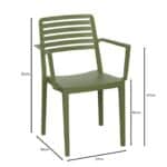 NOLA Πολυθρόνα Τραπεζαρίας Κήπου Στοιβαζόμενη, PP - UV Protection, Απόχρωση Λαδί 57x56x83cm - Image 9