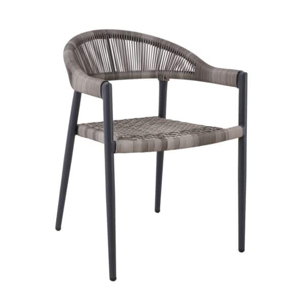 MADISON Πολυθρόνα Βεράντας- Κήπου, ALU Ανθρακί, Rope Wicker Γκρι, Στοιβαζόμενη 58x56x78cm - Image 6