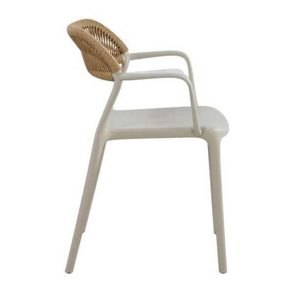 DOLLI Πολυθρόνα Στοιβαζόμενη, PP-UV Γκρι, Rope Wicker Φυσικό 58x53x77cm - Image 15