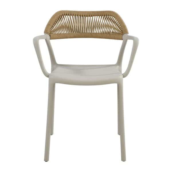 DOLLI Πολυθρόνα Στοιβαζόμενη, PP-UV Γκρι, Rope Wicker Φυσικό 58x53x77cm - Image 17