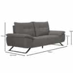 SELENA Καναπές 2-θέσιος Σαλονιού - Καθιστικού, Ύφασμα Γκρι, Μεταφερόμενη πλάτη 193x99/115x95cm - Image 10