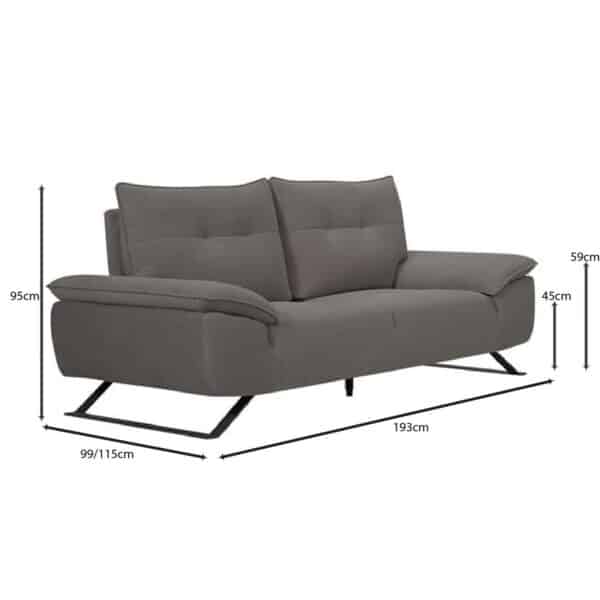 SELENA Καναπές 2-θέσιος Σαλονιού - Καθιστικού, Ύφασμα Γκρι, Μεταφερόμενη πλάτη 193x99/115x95cm - Image 10