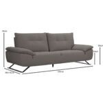 SELENA Καναπές 3-θέσιος Σαλονιού - Καθιστικού, Ύφασμα Γκρι, Μεταφερόμενη πλάτη 225x99/115x95cm - Image 13