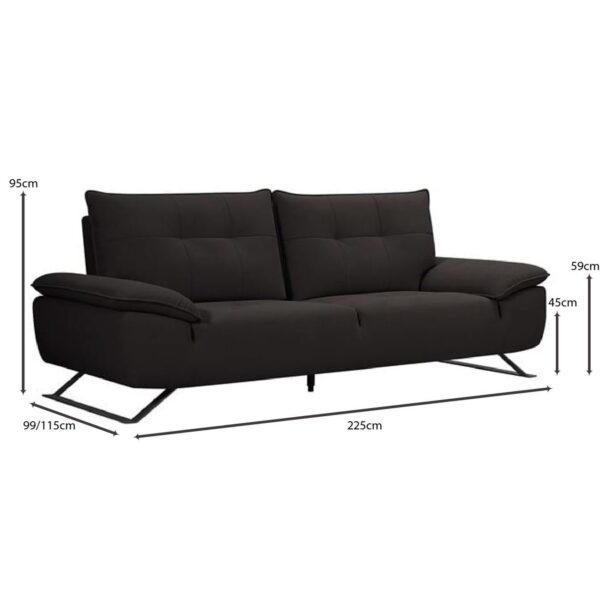 SELENA Καναπές 3-θέσιος Σαλονιού - Καθιστικού, Ύφασμα Ανθρακί, Μεταφερόμενη πλάτη 225x99/115x95cm - Image 13