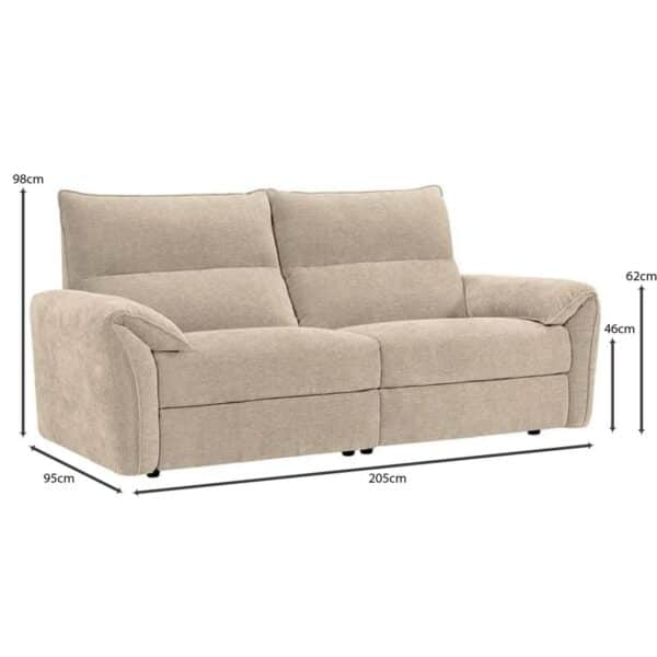 DALLAS Relax Καναπές 3-θέσιος Σαλονιού - Καθιστικού, Ύφασμα Μπεζ 205x95x98cm - Image 16