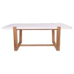 COMET Set Τραπεζαρία Ξύλινη: Τραπέζι+6 Καρέκλες, Φυσικό με Mdf Άσπρο Μάρμαρο,Ύφασμα Άσπρο Table200x100x77-Chair49x60x100 - Image 8