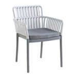 SYLVIA Πολυθρόνα Βεράντας- Κήπου, PP-UV Ανοιχτό Γκρι- Ανθρακί, Μαξιλάρι Γκρι (KD) 56x61x80cm - Image 6