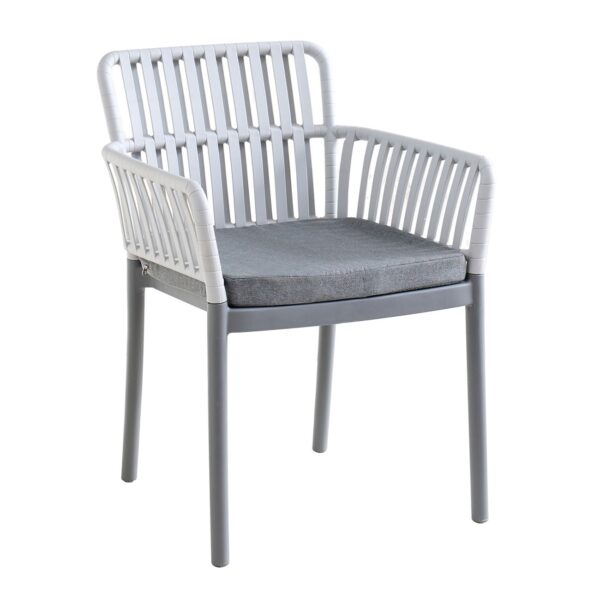 SYLVIA Πολυθρόνα Βεράντας- Κήπου, PP-UV Ανοιχτό Γκρι- Ανθρακί, Μαξιλάρι Γκρι (KD) 56x61x80cm - Image 6