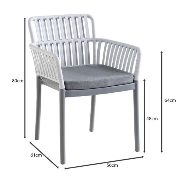 SYLVIA Πολυθρόνα Βεράντας- Κήπου, PP-UV Ανοιχτό Γκρι- Ανθρακί, Μαξιλάρι Γκρι (KD) 56x61x80cm - Image 7