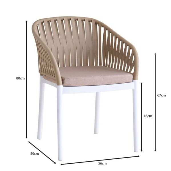 EMERY Πολυθρόνα Βεράντας-Κήπου PP-UV Sand Beige-Άσπρο, Μαξιλάρι Μπεζ (KD) 56x59x80cm - Image 7