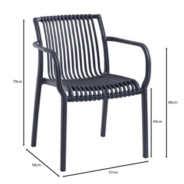 MODENA Πολυθρόνα Στοιβαζόμενη, PP-UV Protection Ανθρακί 57x58x79cm - Image 7