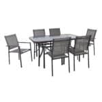 LANSON - RIO Set Τραπεζαρία Μέταλλο Ανθρακί, Textilene Γκρι: Τραπέζι + 6 Πολυθρόνες Table:140x80x71 Chair:55x55x86 - Image 6