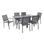 LANSON - RIO Set Τραπεζαρία Μέταλλο Ανθρακί, Textilene Γκρι: Τραπέζι + 6 Πολυθρόνες Table:150x90x71 Chair:55x55x86 - Image 6