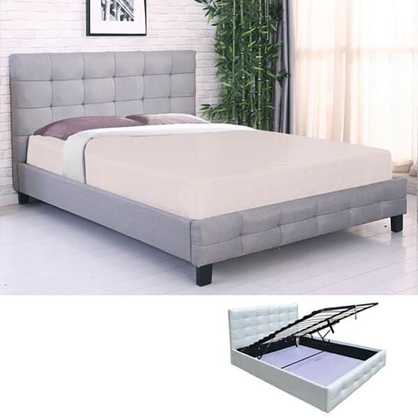 FIDEL Κρεβάτι Μονό με Αποθηκευτικό Χώρο, για Στρώμα 90x190cm, Ύφασμα Γκρι 98x205x107cm - Image 6