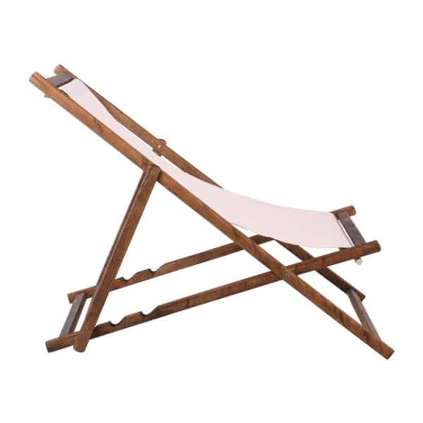 Σαιζ-Λόνγκ Ξαπλώστρα 3 θέσεων κλίσης, Οξιά Καρυδί - Textilene Εκρού, Πτυσσόμενη 56x100x80/98cm - Image 14