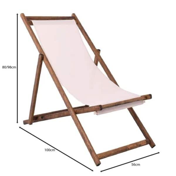 Σαιζ-Λόνγκ Ξαπλώστρα 3 θέσεων κλίσης, Οξιά Καρυδί - Textilene Εκρού, Πτυσσόμενη 56x100x80/98cm - Image 15