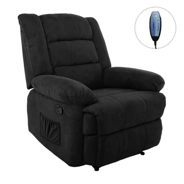 JULIA Massage Πολυθρόνα Relax Σαλονιού - Καθιστικού, Ύφασμα Μαύρο 93x90x100cm - Image 4
