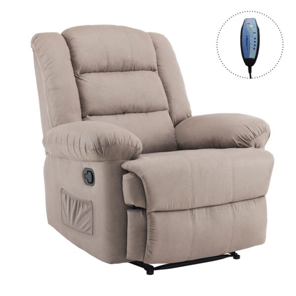 JULIA Massage Πολυθρόνα Relax Σαλονιού - Καθιστικού, Ύφασμα Cappuccino 93x90x100cm - Image 4