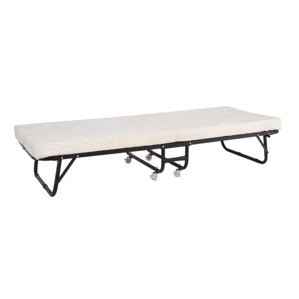 Κρεβάτι Πτυσσόμενο Βοηθητικό Μέταλλο Βαφή Μαύρο, Στρώμα 8cm foam 76x190x36cm - Mattress 8cm - Image 2