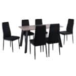 JETTA-BAXTER Τραπεζαρία Μέταλλ ο Βαφή Μαύρο, Τραπέζι Sonoma Oak + 6 Καρέκλες Velure Μαύρο Table:140x80x75 Chair:40x50x95 - Image 6