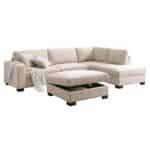 DORNO Καναπές Σαλονιού Αριστερή Γωνία με Αποθηκευτικό Σκαμπό, Ύφασμα Μπεζ 308x207/98xH91cm, 98x98x50cm - Image 2