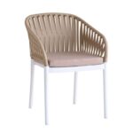 EMERY Πολυθρόνα Βεράντας-Κήπου PP-UV Sand Beige-Άσπρο, Μαξιλάρι Μπεζ (KD) 56x59x80cm - Image 5