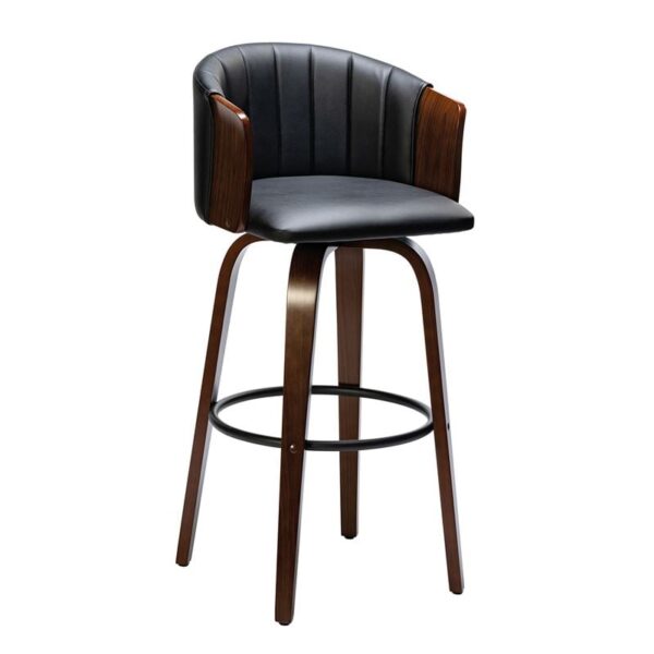 ENZO Σκαμπό Bar Καρυδί, Pu Μαύρο 50x50x78/103cm - Image 11