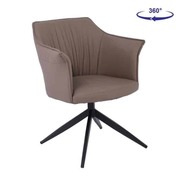 EVELYN Πολυθρόνα Περιστρεφόμενη, Μέταλλο Βαφή Μαύρο, Pu Cappuccino 64x63x80cm - Image 13