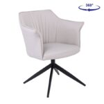 EVELYN Πολυθρόνα Περιστρεφόμενη, Μέταλλο Βαφή Μαύρο, Pu Γκρι-Μπεζ 64x63x80cm - Image 13