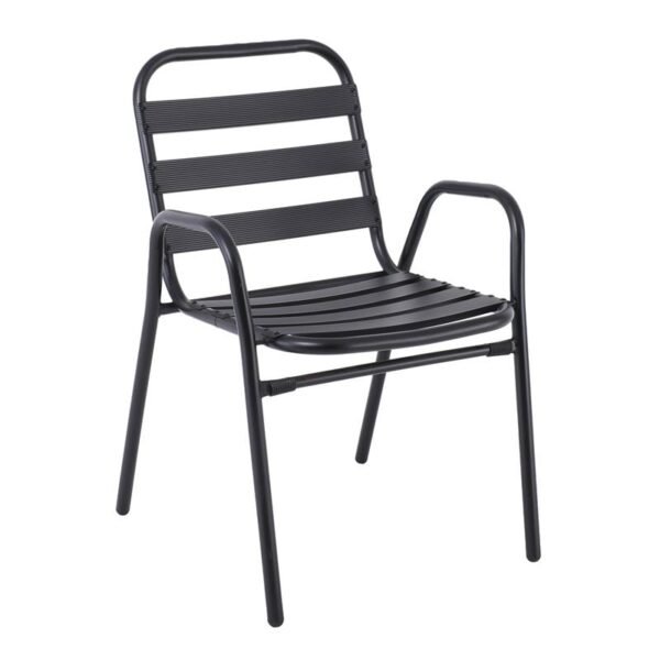 FANTIC Πολυθρόνα Μέταλλο - Αλουμίνιο Βαφή Ανθρακί, Στοιβαζόμενη 54x58x76cm - Image 7