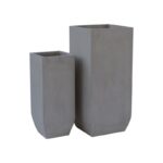 FLOWER POT-1  Set 2 τεμαχίων Cement Grey 25x25x60cm 35x35x80cm - Image 5