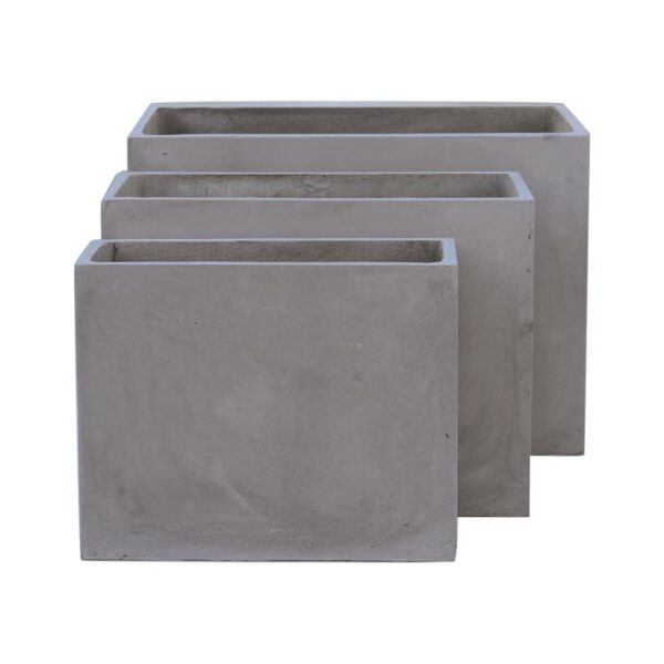 FLOWER POT-2  Set 3 τεμαχίων Cement Grey 50x20x40 - 60x30x45 - 70x40x50 - Image 5