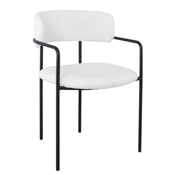 GILLAN Πολυθρόνα Μέταλλο Βαφή Μαύρο, Ύφασμα Teddy, Απόχρωση Άσπρο 54x54x81cm - Image 7