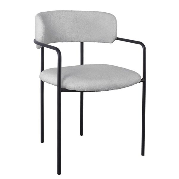 GILLAN Πολυθρόνα Μέταλλο Βαφή Μαύρο, Ύφασμα Teddy, Απόχρωση Γκρι 54x54x81cm - Image 7