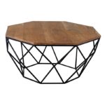 GLEN Τραπεζάκι Σαλονιού Καθιστικού, Μέταλλο Βαφή Μαύρο, Ξύλο Ακακία Φυσικό 82x82x40cm - Image 7