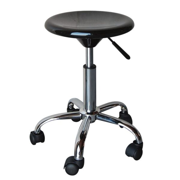 GLORY Σκαμπό, Βάση Χρώμιο, ABS Μαύρο, Ρυθμιζόμενο Ύψος, Περιστρεφόμενο, Τροχήλατο Φ32 H.45/57cm - Image 9