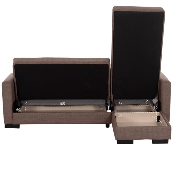 ΚΑΝΑΠΕΣ ΚΡΕΒΑΤΙ GHUFRAN ΓΩΝΙΑ ΑΝΑΣΤΡΕΨΙΜΗ ΜΠΕΖ HM3244.04 ΜΕ ΑΠΟΘΗΚΕΤΙΚΟ ΧΩΡΟ 200x133x77Yεκ. - Image 4